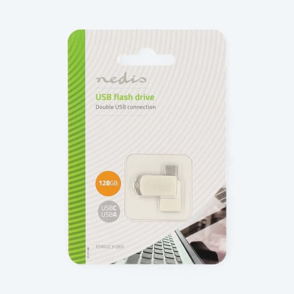 Nedis Minnepenn | 128 GB | USB-A / USB-C™ | Les hastighet: 110 MB/s | Skrive hastighet: 30 MB/s
