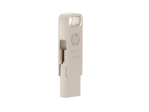 PNY HPFD206C-128, 128 GB, USB Type-A / USB Type-C, 3.2 Gen 2 (3.1 Gen 2), 100 MB/s, Slide, Silver