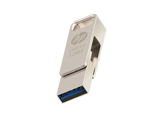 PNY HPFD206C-128, 128 GB, USB Type-A / USB Type-C, 3.2 Gen 2 (3.1 Gen 2), 100 MB/s, Slide, Silver