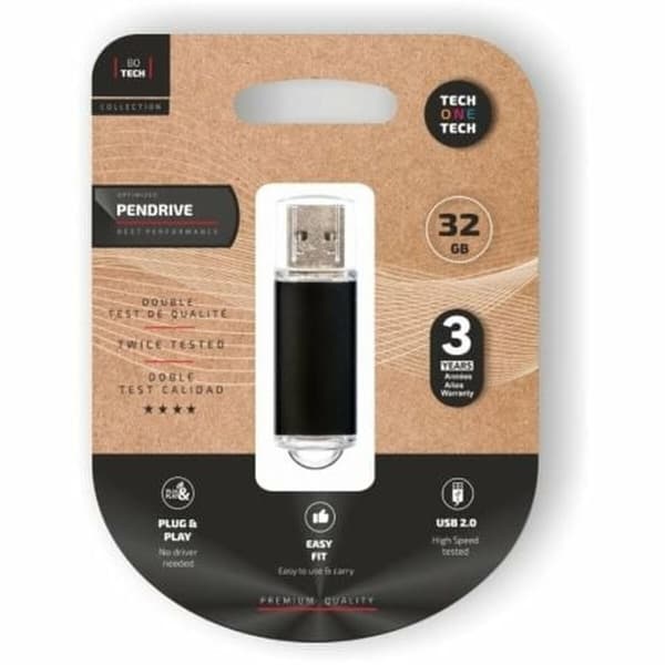 USB-stik Tech One Tech TEC3008-32 Sort 32 GB