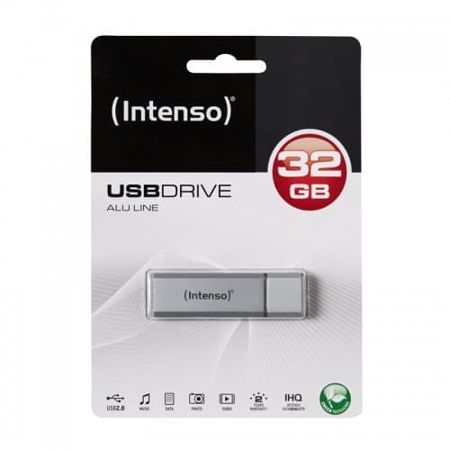 MEMORY DRIVE FLASH USB2 32GB/SILVER 3521482 INTENSO Sølv