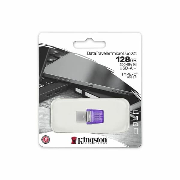 USB-tikku Kingston DataTraveler microDuo 3C Teräs 128 GB (1 osaa)
