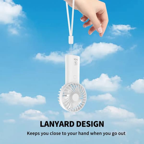 SiGN Bärbar Mini USB Handfläkt med Lampa - Vit
