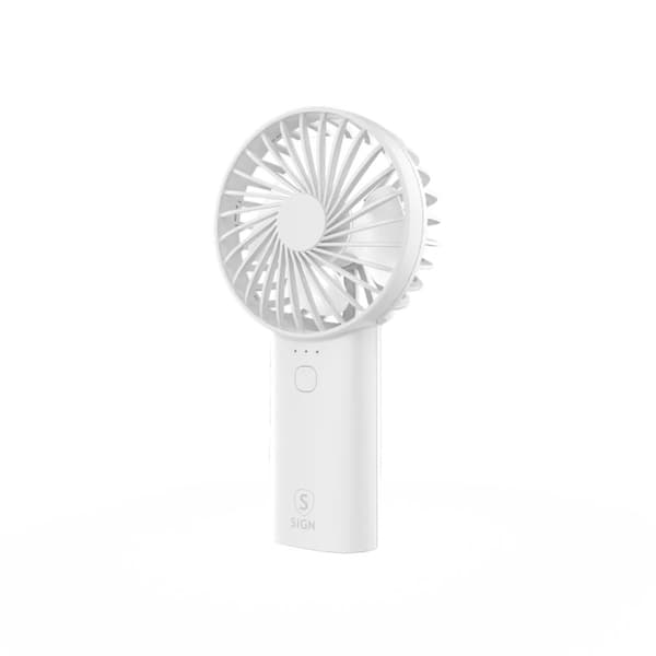 SiGN Bärbar Mini USB Handfläkt med Lampa - Vit