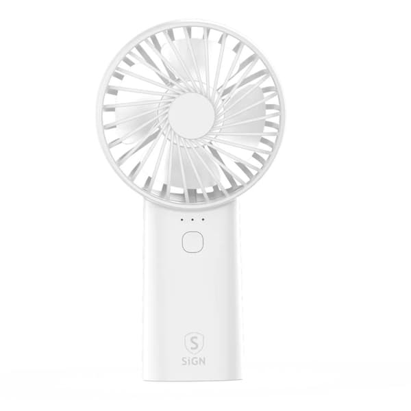 SiGN Bärbar Mini USB Handfläkt med Lampa - Vit