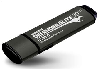 Kanguru Encrypted Defender Elite30 - USB-flashstasjon - kryptert - 128 GB - USB 3.2 Gen 1 - svart - TAA-samsvar Svart