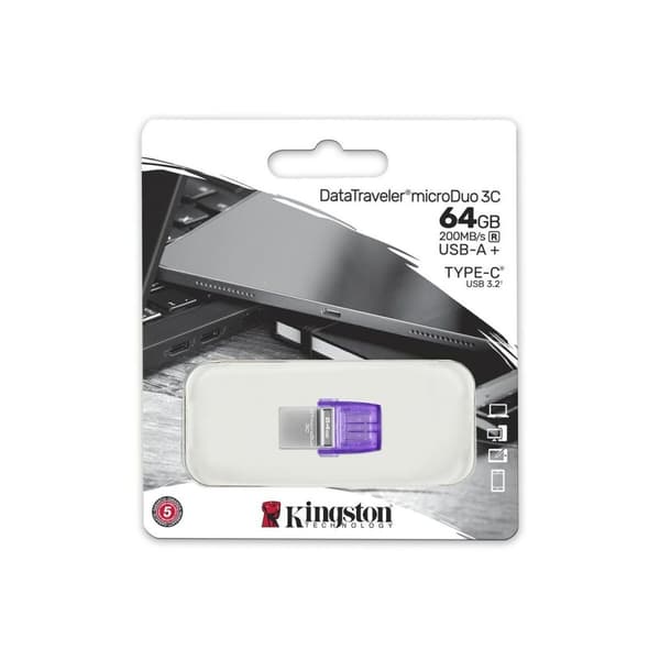 USB-tikku Kingston microDuo 3C 64 GB Purppura (1 osaa)