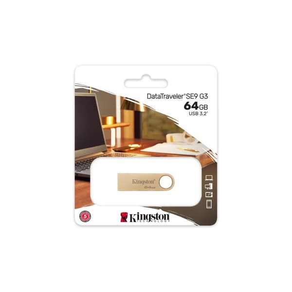 USB-minne Kingston SE9 G3 Gyllene 64 GB