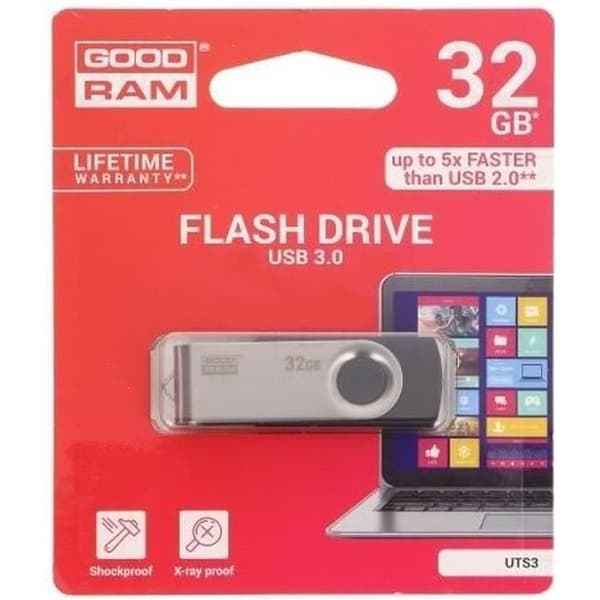 USB 3.0 SVART 32GB GOODRAM-NYCKEL/NYCKEL - UTS3-0320K0R11 Svart