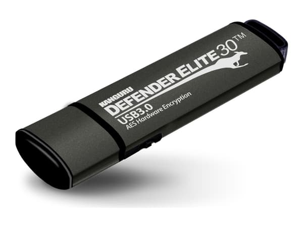 Kanguru Defender Elite30 - USB-muistitikku - salattu - 512 GB - USB 3.2 Gen 1 - musta - TAA-yhteensopiva (KDFE30-512G) musta