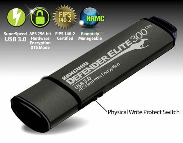 Defender Elite300 USB 256GB Kanguru USB3.0 Stick Kryptert, Kapasitet: 256GB KANGURU (KDFE300-256G)