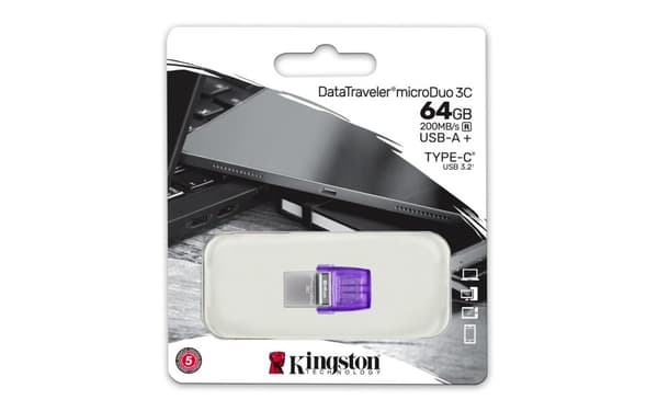 Kingston Technology DataTraveler 64GB microDuo 3C 200MB/s kaksois-USB-A + USB-C