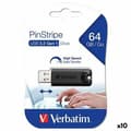 Miniatyrbillede 1 af 2: USB stick Verbatim Pinstripe Sort 64 GB (10 enheder)
