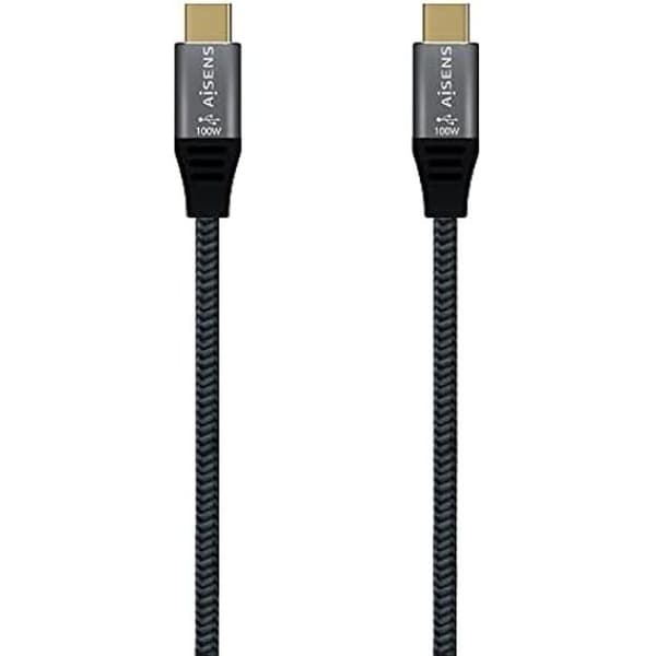 AISENS - A107-0670 - USB 3.2 Gen2x2 20Gbps 5A 100W E-märkt kabel, typ USB-C/M-USB-C/M, grå, 0,6 m