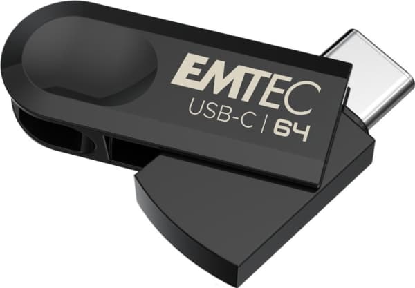 Emtec C280, 64 GB, USB Type-C, 3.2 Gen 1 (3.1 Gen 1), Swivel, Black
