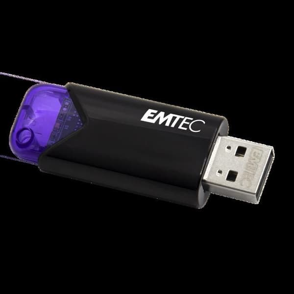 USB-minne - EMTEC - B110 Click Easy - 128 GB - USB 3.2 - Hastighet 20 MB/s Svart, Violett