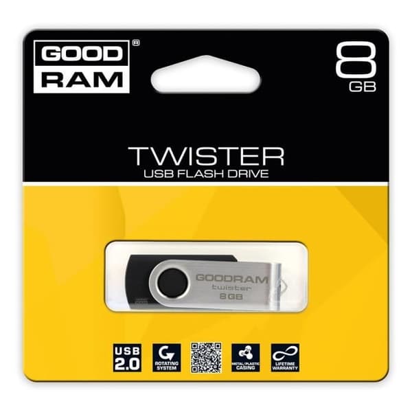 USB-minne 8GB - USB 2.0 - GoodRam Svart