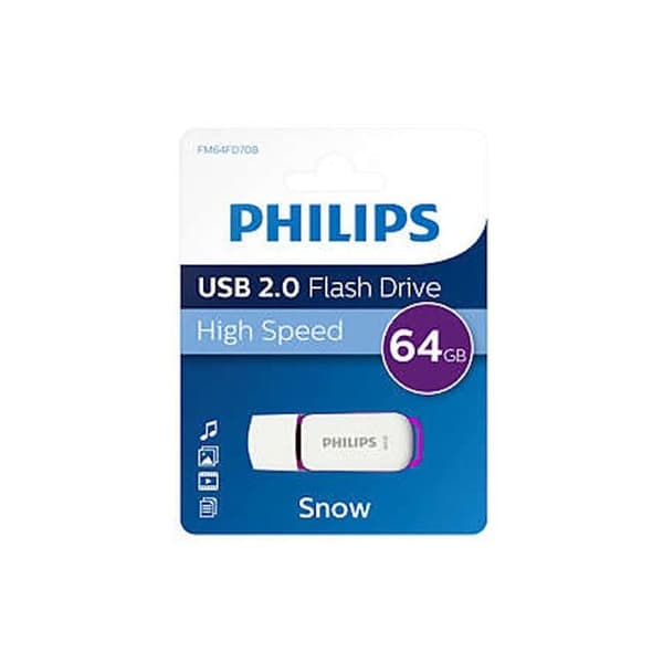 USB-nyckel - PHILIPS - Snow - 64 GB - USB 2.0 - Läshastighet 25 MB/s