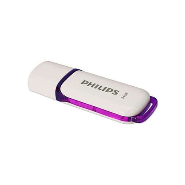 USB-nyckel - PHILIPS - Snow - 64 GB - USB 2.0 - Läshastighet 25 MB/s Lila, Vit
