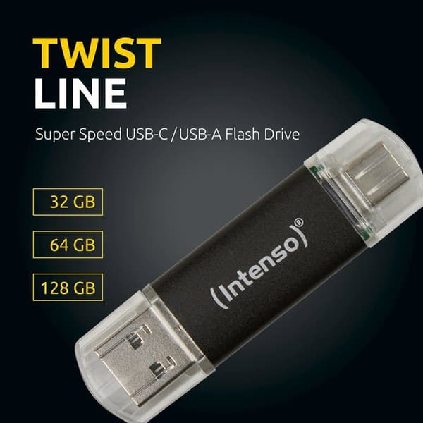 USB-nyckel - INTENSO - Twist Line - 32 GB - USB-A, USB-C™ - USB 3.1 (Gen 1)
