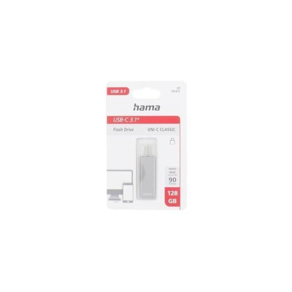 USB-nyckel - HAMA - Uni-C Classic - 128 GB - USB-C 3.1 - 90 MB/s - Antracit