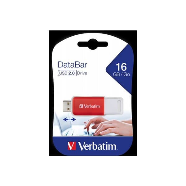 Verbatim V DataBar 16 GB USB-minne - Röd - USB 2.0 Röd