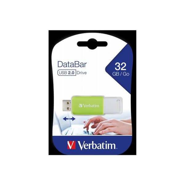 Verbatim V DataBar 32 GB USB-minne - Vit - USB 2.0 Grön