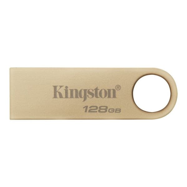 Märke Kingston Model DTSE9G3/128 GB Kapacitet - 128 GB Egenskaper - USB 3.2 Gen 1 hastighet: 220 MB/s läs 100 MB/s läsning Guld