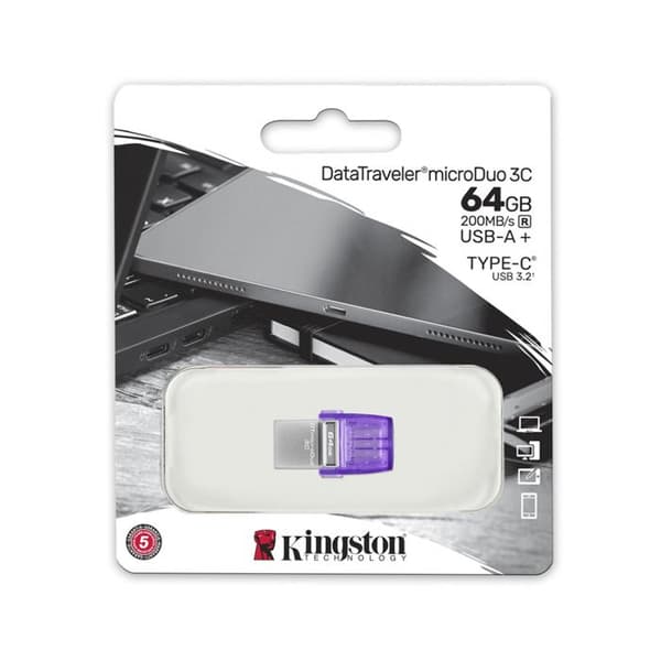 USB-minne - KINGSTON - Dt Microduo 3C - 64 GB - USB Typ-A och Typ-C - USB 3.0
