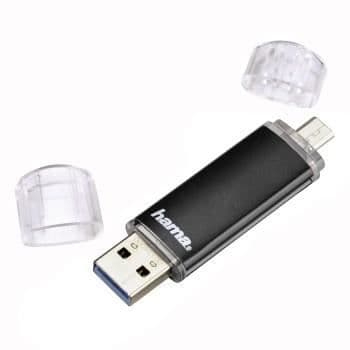 Hårddisk - HAMA - Laeta Twin - 64 GB - USB 3.0/Micro-USB - Svart
