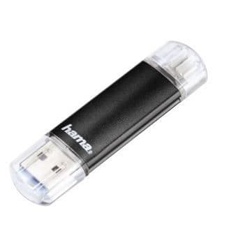 Hårddisk - HAMA - Laeta Twin - 64 GB - USB 3.0/Micro-USB - Svart Svart