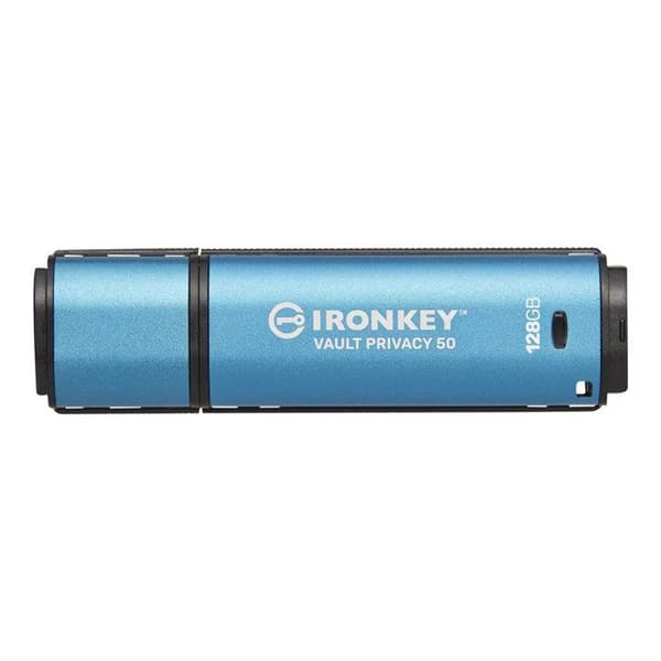 Pendrive - Kingston - IronKey Vault Privacy 50 - 128 GB - AES-256 - FIPS-197 Svart, Blå