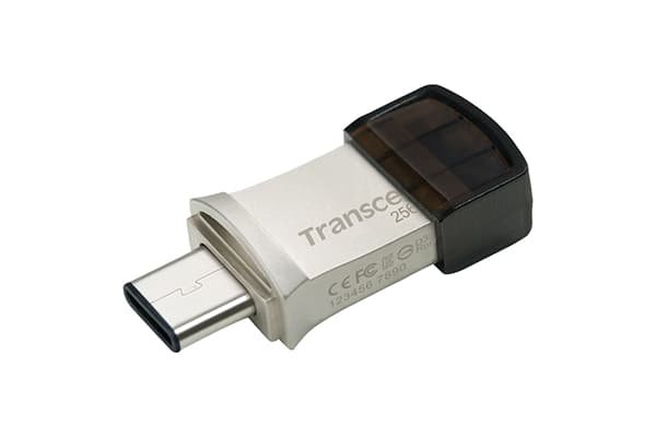 Transcend JetFlash 890 - USB-flashstasjon - 256 GB - USB 3.1 Gen 1 / USB-C - sølv