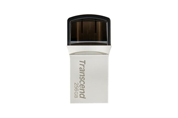 Transcend JetFlash 890 - USB-flashstasjon - 256 GB - USB 3.1 Gen 1 / USB-C - sølv