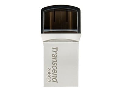 Transcend JetFlash 890 - USB-flashstasjon - 256 GB - USB 3.1 Gen 1 / USB-C - sølv Sølv