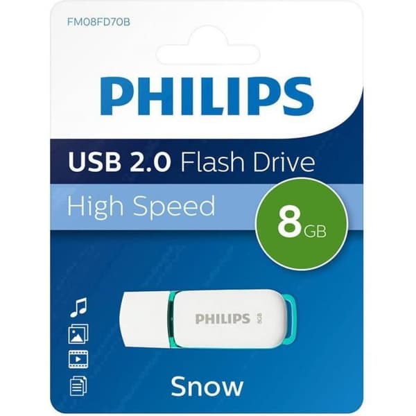 USB-nyckel - PHILIPS - Snow - 8 GB - USB 2.0 - Läshastighet 21 MB/s