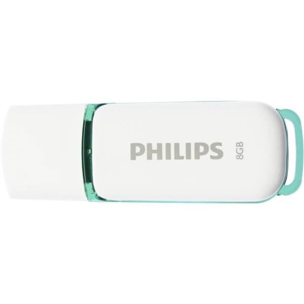 USB-nyckel - PHILIPS - Snow - 8 GB - USB 2.0 - Läshastighet 21 MB/s Turkos, Vit