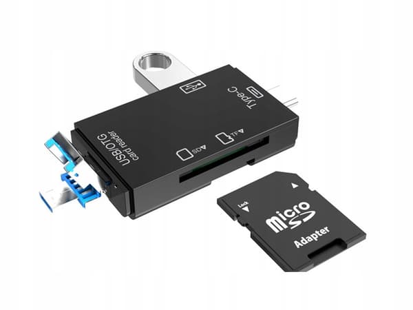 Kortläsare SD/MicroSD/TF - USB 2.0 / USB-C Adapter - OTG
