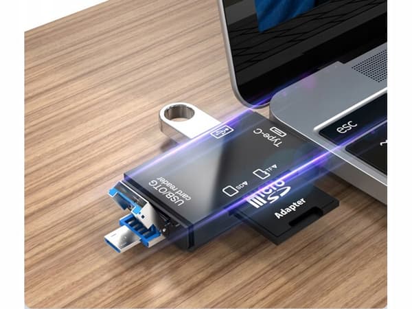 Kortläsare SD/MicroSD/TF - USB 2.0 / USB-C Adapter - OTG
