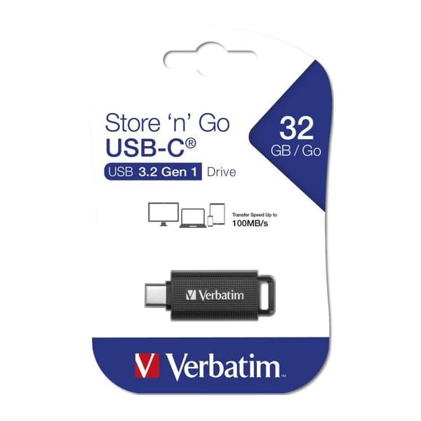 Verbatim Store n Go USB-C-nyckel 32 GB svart - USB-C USB 3.2 (Gen 1) Svart