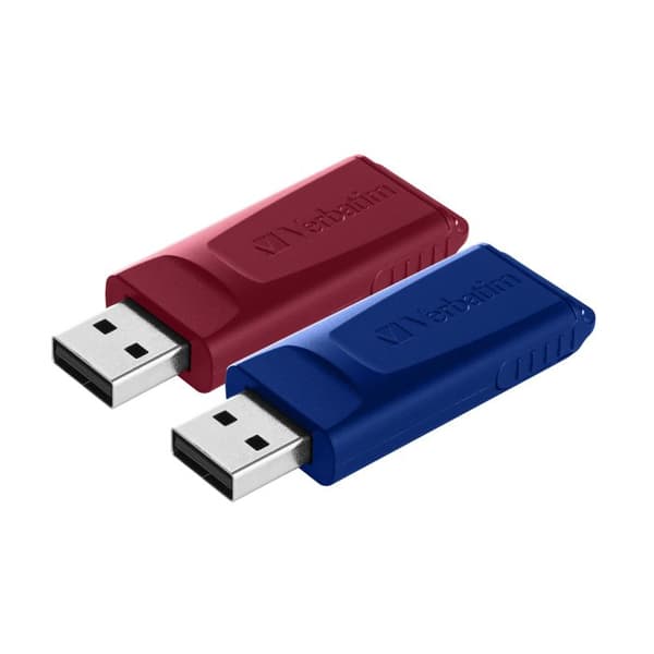 Verbatim Slider 32 GB USB 2.0 USB-minne - blå, röd (paket med 2)
