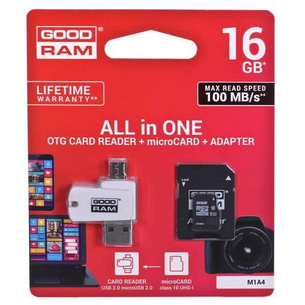 USB-tikku GoodRam M1A4 All in One Valkoinen Musta Harmaa 16 GB