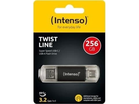 Intenso Twist Line, 256 GB, USB Type-A / USB Type-C, 3.2 Gen 1 (3.1 Gen 1), Cap, 9 g, Anthracite