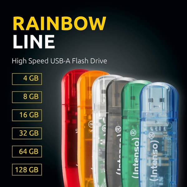 USB-nyckel - INTENSO - Rainbow Line 3502491 - 128 GB - USB 2.0 - Transparent röd