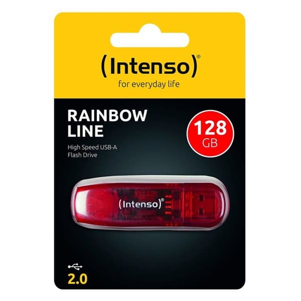 USB-nyckel - INTENSO - Rainbow Line 3502491 - 128 GB - USB 2.0 - Transparent röd