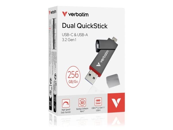 Verbatim Dual QuickStick - USB flash-enhet - 256 GB - USB 3.2 Gen 1 / USB-C