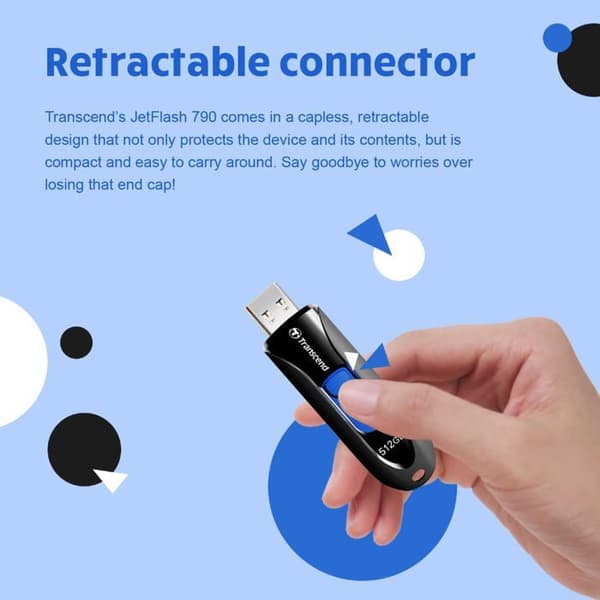 USB-nyckel - TRANSCEND - JetFlash® 790 - 512 GB - USB 3.2 - Skjutkontakt