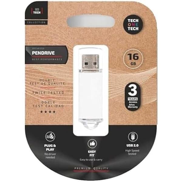 VENDRIVE - TECH ONE TECH - Grundminne - USB 2.0 - 16 GB - Kompakt och praktisk