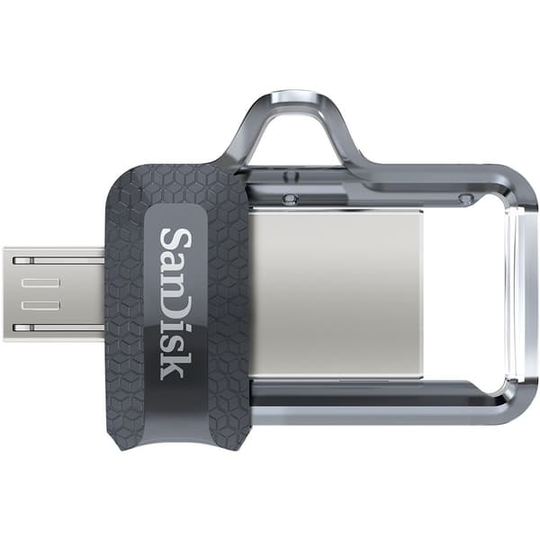 SanDisk Ultra Dual m3.0 USB-minne 32 GB USB Type-A / Micro-USB 3.2 Gen 1 (3.1 Gen 1) Svart, Silver, Transparent