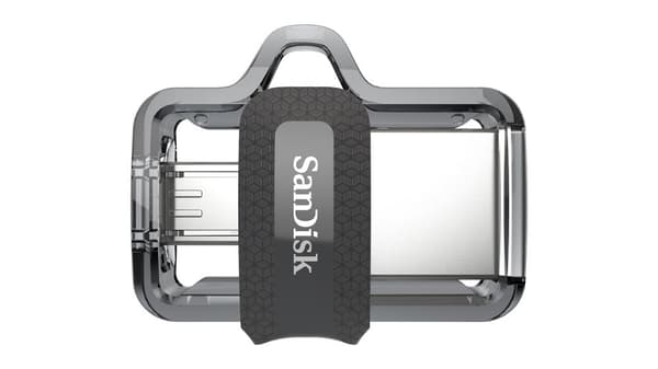 SanDisk Ultra Dual m3.0 USB-minne 32 GB USB Type-A / Micro-USB 3.2 Gen 1 (3.1 Gen 1) Svart, Silver, Transparent